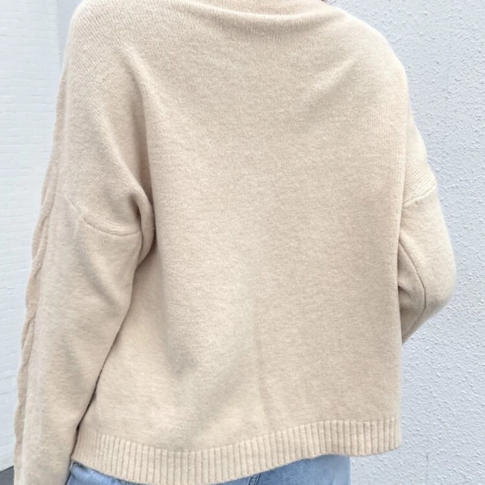 Turtleneck cable knit sweater cream preppy - Picture 2 of 2